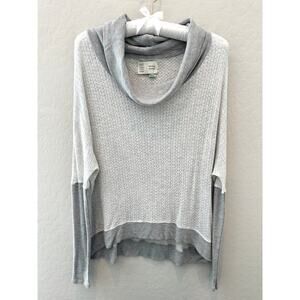 ANTHROPOLOGIE | Saturday Sunday Gray Waffle Knit Cowl Neck Sweater Top | Small